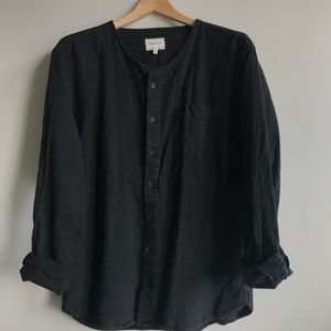 black long sleeve mandarin collar, button …